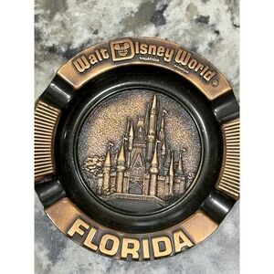 Rare Walt Disney World Florida Magic Kingdom Copper Made In Canada Ashtray 3"
